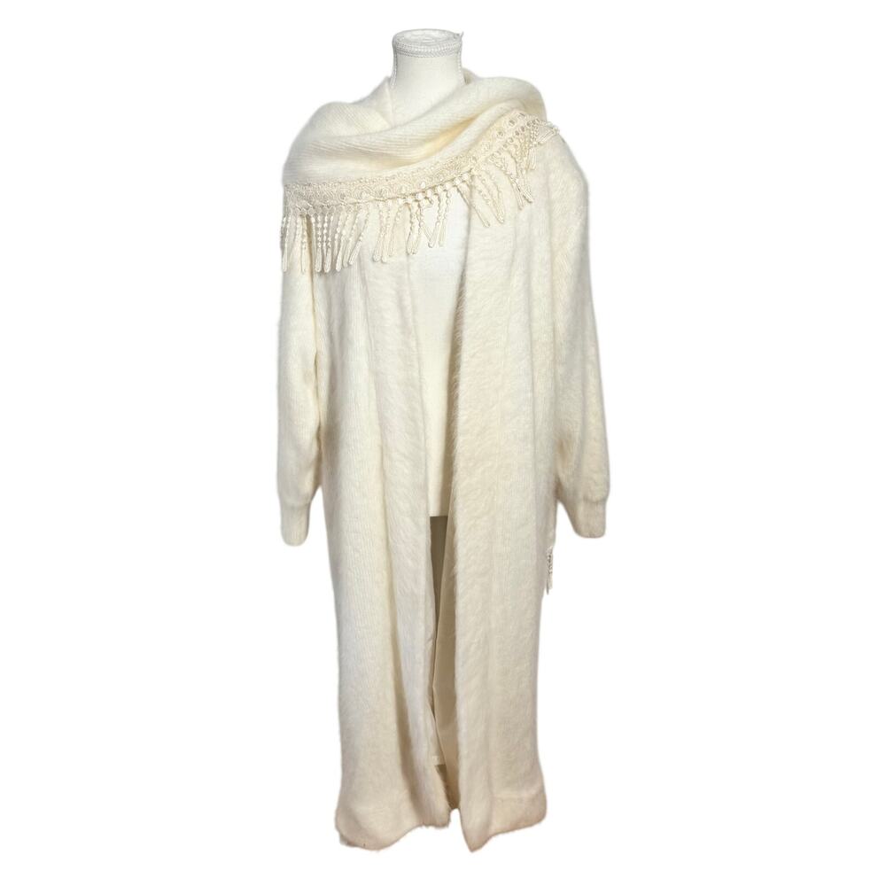 Vintage Venesha Angora Attached Scarf Women S Cream Formal Luxury Old Money